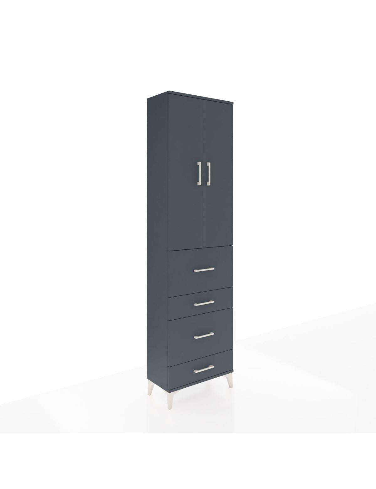 Arges Dolap 2 Raflı 4 Çekmeceli Tek Askılı 60x30x221 Antrasit-Antrasit