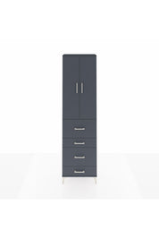 Arges Dolap 2 Raflı 4 Çekmeceli Tek Askılı 60x30x221 Antrasit-Antrasit