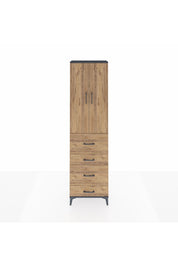 Arges Dolap 2 Raflı 4 Çekmeceli Tek Askılı 60x30x221 Antrasit-Çam