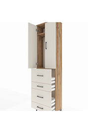 Arges Dolap 2 Raflı 4 Çekmeceli Tek Askılı 60x30x221 Çam-Aytaşı