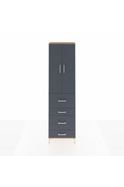 Arges Dolap 2 Raflı 4 Çekmeceli Tek Askılı 60x30x221 Çam-Antrasit