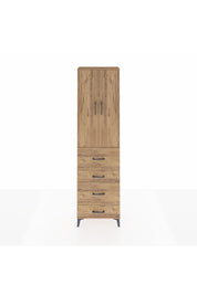 Arges Dolap 2 Raflı 4 Çekmeceli Tek Askılı 60x30x221 Çam-Çam