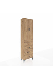 Arges Dolap 2 Raflı 4 Çekmeceli Tek Askılı 60x30x221 Çam-Çam