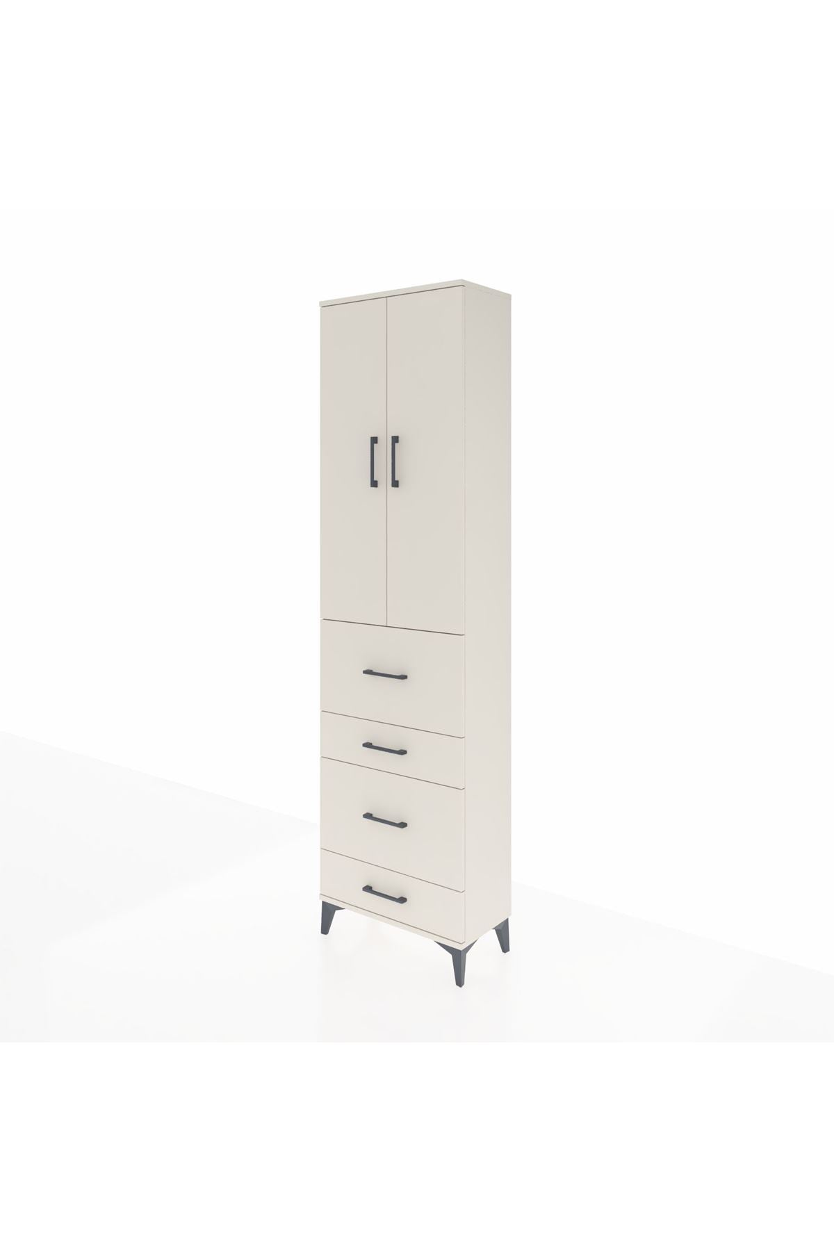 Arges Dolap 3 Raflı 4 Çekmeceli 2 Kapaklı 60x30x221 Aytaşı-Aytaşı