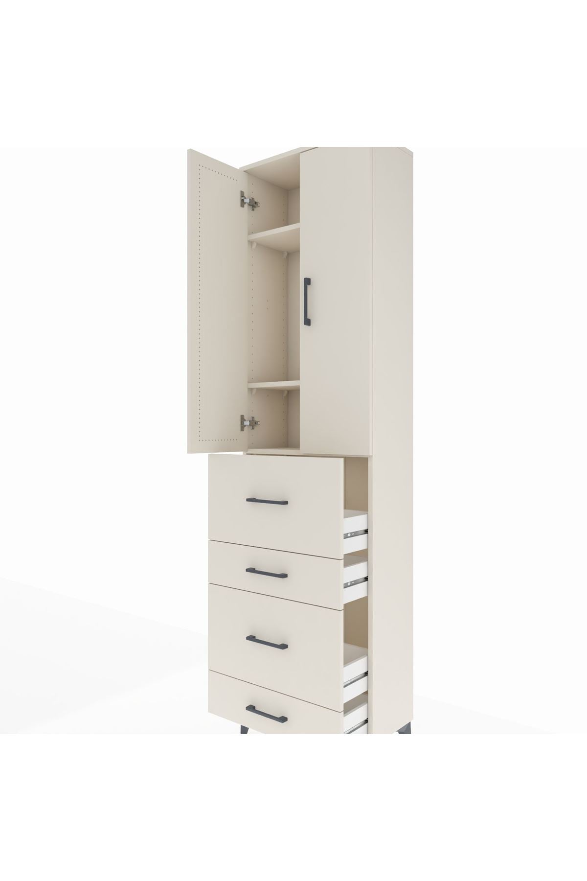 Arges Dolap 3 Raflı 4 Çekmeceli 2 Kapaklı 60x30x221 Aytaşı-Aytaşı