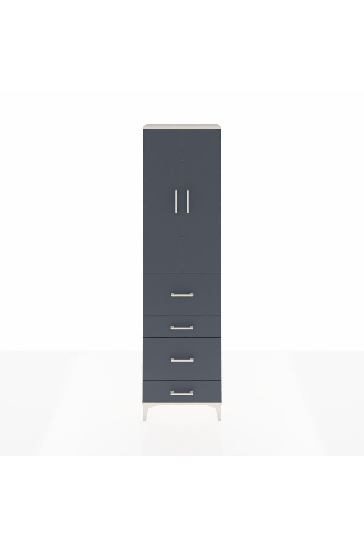 Arges Dolap 3 Raflı 4 Çekmeceli 2 Kapaklı 60x30x221 Aytaşı-Antrasit