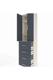 Arges Dolap 3 Raflı 4 Çekmeceli 2 Kapaklı 60x30x221 Aytaşı-Antrasit