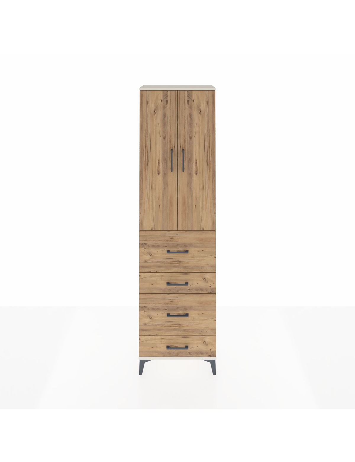 Arges Dolap 3 Raflı 4 Çekmeceli 2 Kapaklı 60x30x221 Aytaşı-Çam