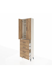 Arges Dolap 3 Raflı 4 Çekmeceli 2 Kapaklı 60x30x221 Aytaşı-Çam