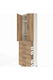 Arges Dolap 3 Raflı 4 Çekmeceli 2 Kapaklı 60x30x221 Aytaşı-Çam