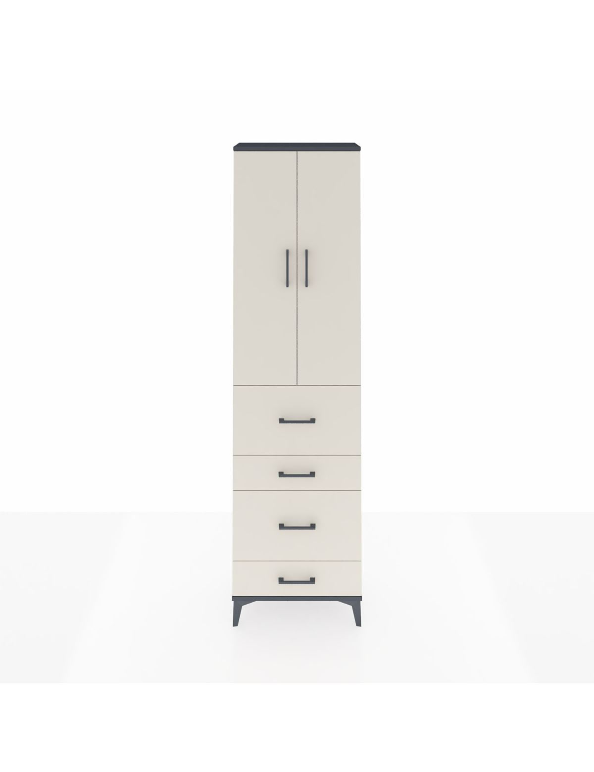 Arges Dolap 3 Raflı 4 Çekmeceli 2 Kapaklı 60x30x221 Antrasit-Aytaşı