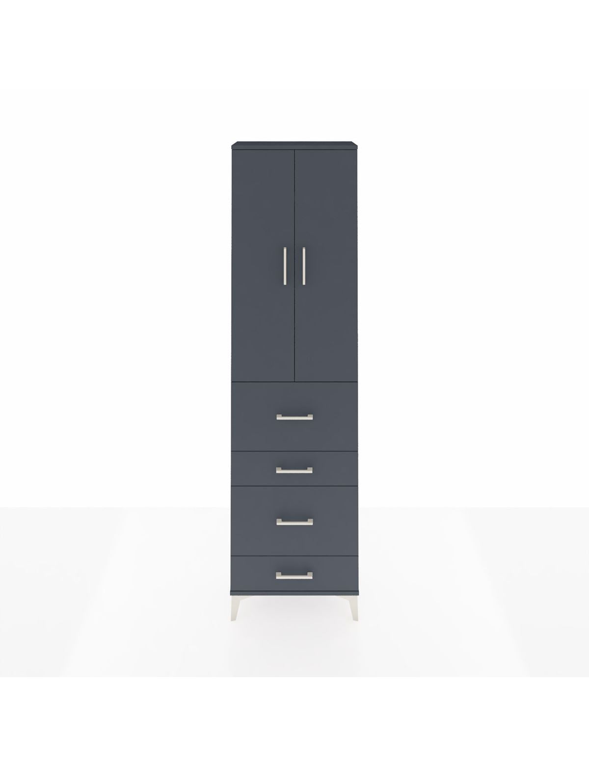 Arges Dolap 3 Raflı 4 Çekmeceli 2 Kapaklı 60x30x221 Antrasit-Antrasit