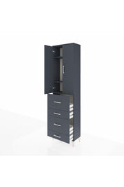 Arges Dolap 3 Raflı 4 Çekmeceli 2 Kapaklı 60x30x221 Antrasit-Antrasit