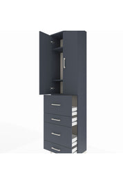Arges Dolap 3 Raflı 4 Çekmeceli 2 Kapaklı 60x30x221 Antrasit-Antrasit
