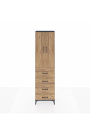 Arges Dolap 3 Raflı 4 Çekmeceli 2 Kapaklı 60x30x221 Antrasit-Çam