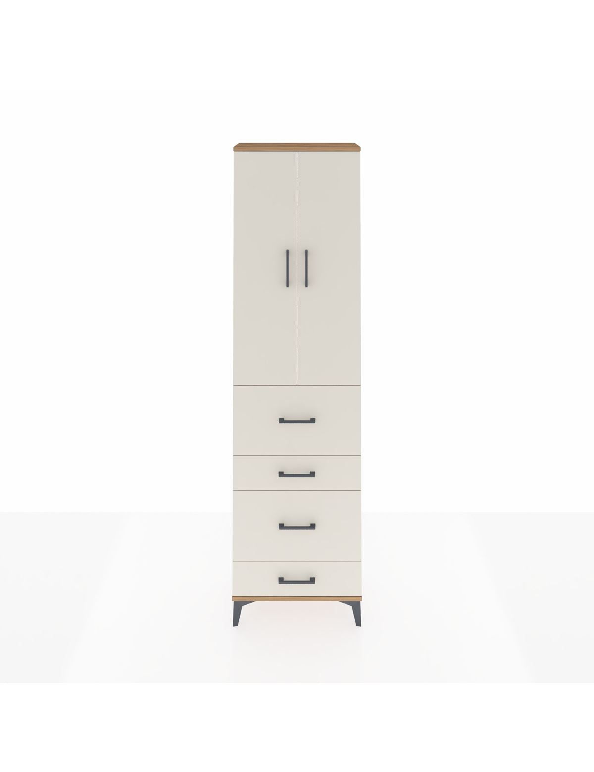 Arges Dolap 3 Raflı 4 Çekmeceli 2 Kapaklı 60x30x221 Çam-Aytaşı