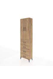 Arges Dolap 3 Raflı 4 Çekmeceli 2 Kapaklı 60x30x221 Çam-Çam