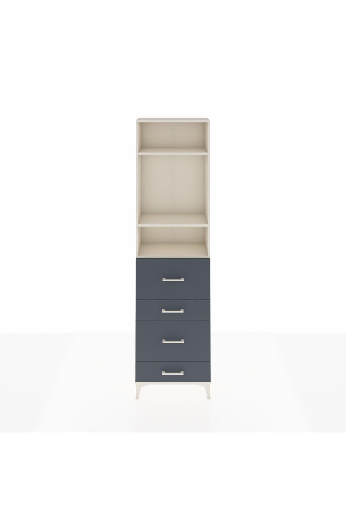 Arges Dolap 3 Raflı 4 Çekmeceli 60x30x221 Aytaşı-Antrasit