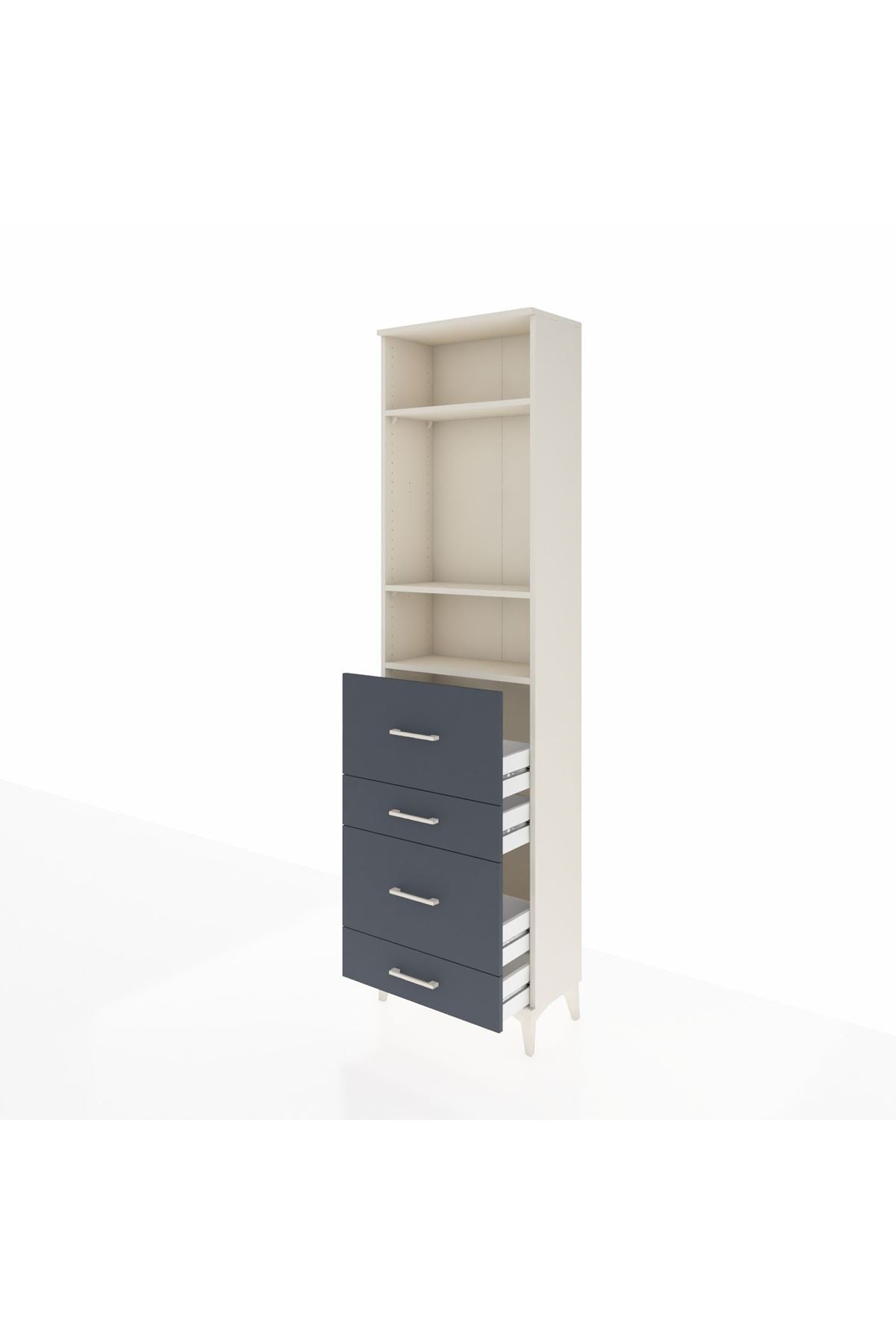 Arges Dolap 3 Raflı 4 Çekmeceli 60x30x221 Aytaşı-Antrasit