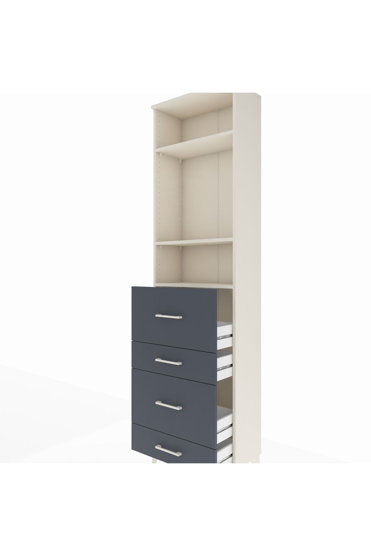 Arges Dolap 3 Raflı 4 Çekmeceli 60x30x221 Aytaşı-Antrasit