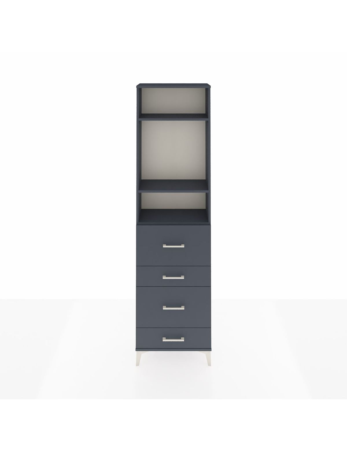 Arges Dolap 3 Raflı 4 Çekmeceli 60x30x221 Antrasit-Antrasit