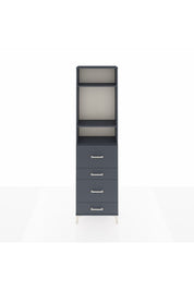 Arges Dolap 3 Raflı 4 Çekmeceli 60x30x221 Antrasit-Antrasit