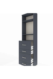 Arges Dolap 3 Raflı 4 Çekmeceli 60x30x221 Antrasit-Antrasit