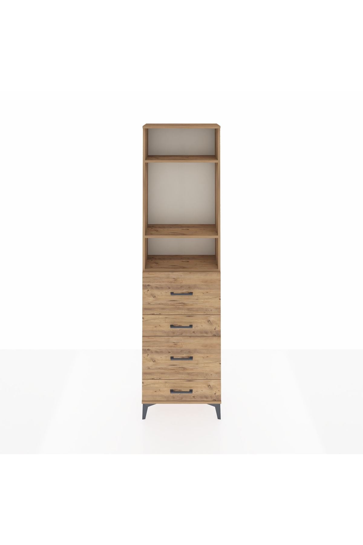 Arges Dolap 3 Raflı 4 Çekmeceli 60x30x221 Çam-Çam