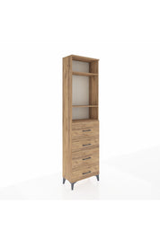 Arges Dolap 3 Raflı 4 Çekmeceli 60x30x221 Çam-Çam