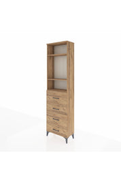 Arges Dolap 3 Raflı 4 Çekmeceli 60x30x221 Çam-Çam