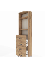 Arges Dolap 3 Raflı 4 Çekmeceli 60x30x221 Çam-Çam