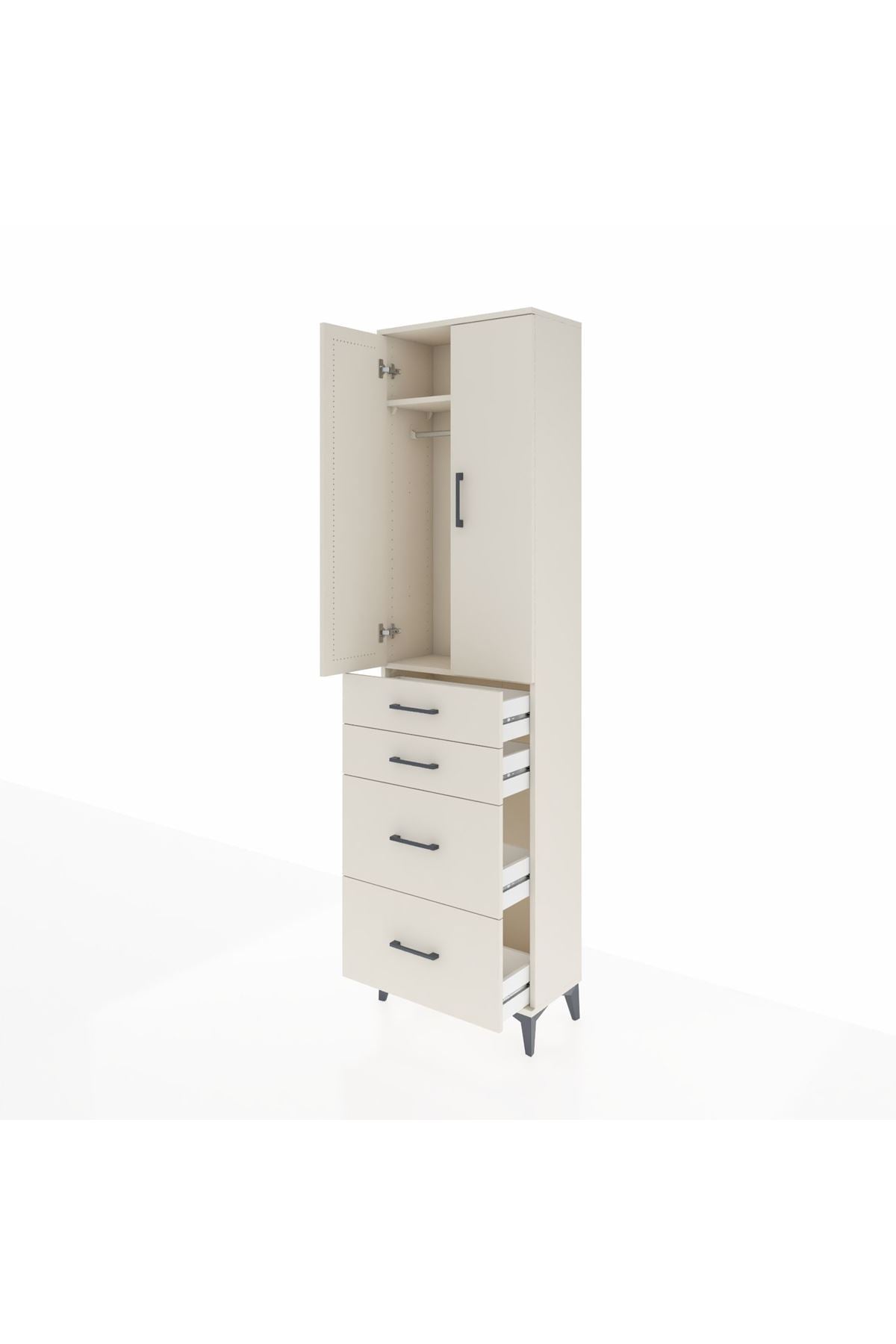 Arges Dolap 2 Raflı 4 Çekmeceli Tek Askılı 60x30x221 Aytaşı-Aytaşı