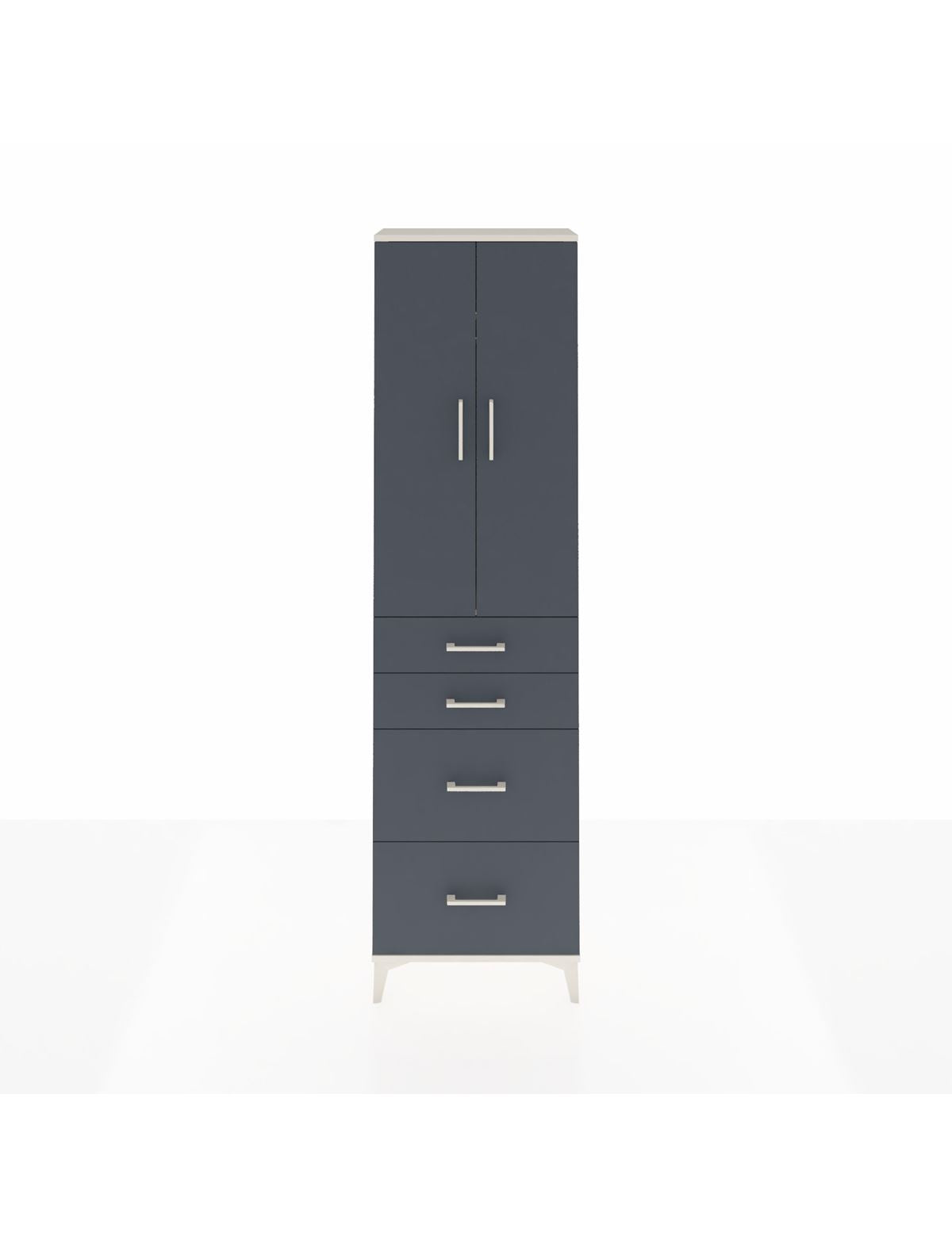 Arges Dolap 2 Raflı 4 Çekmeceli Tek Askılı 60x30x221 Aytaşı-Antrasit