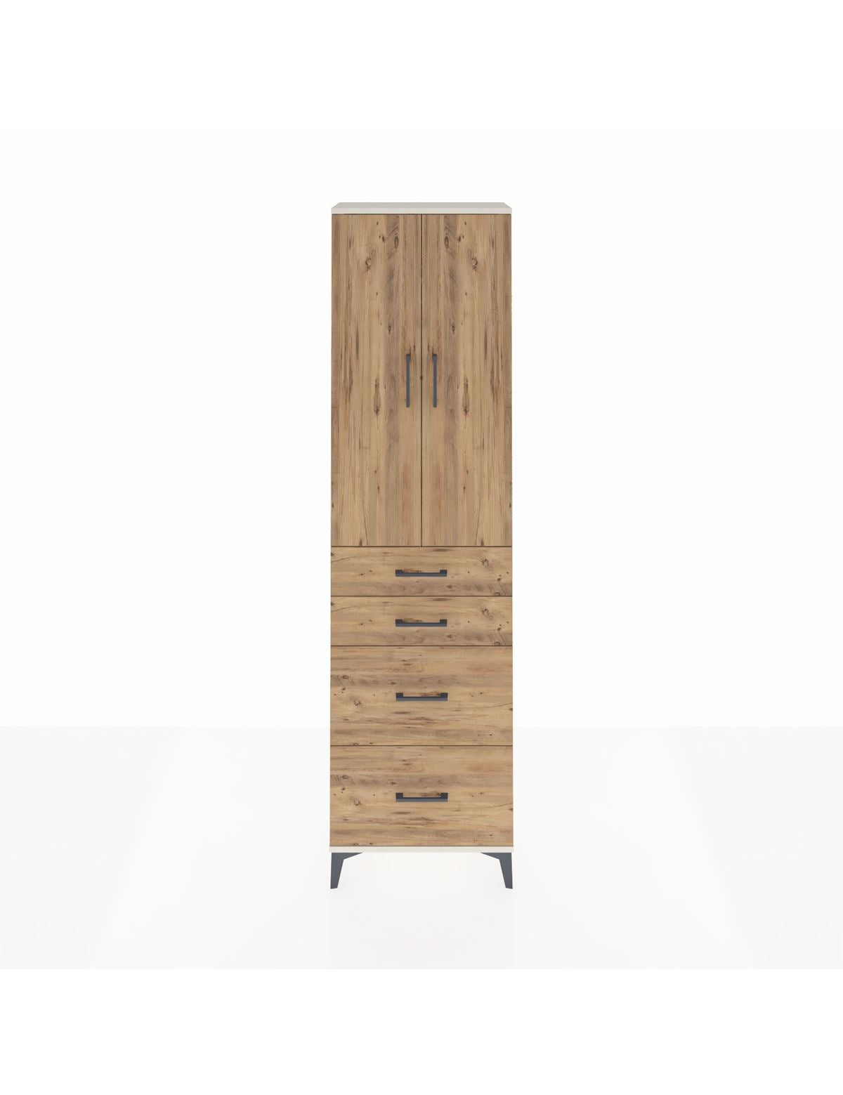 Arges Dolap 2 Raflı 4 Çekmeceli Tek Askılı 60x30x221 Aytaşı-Çam