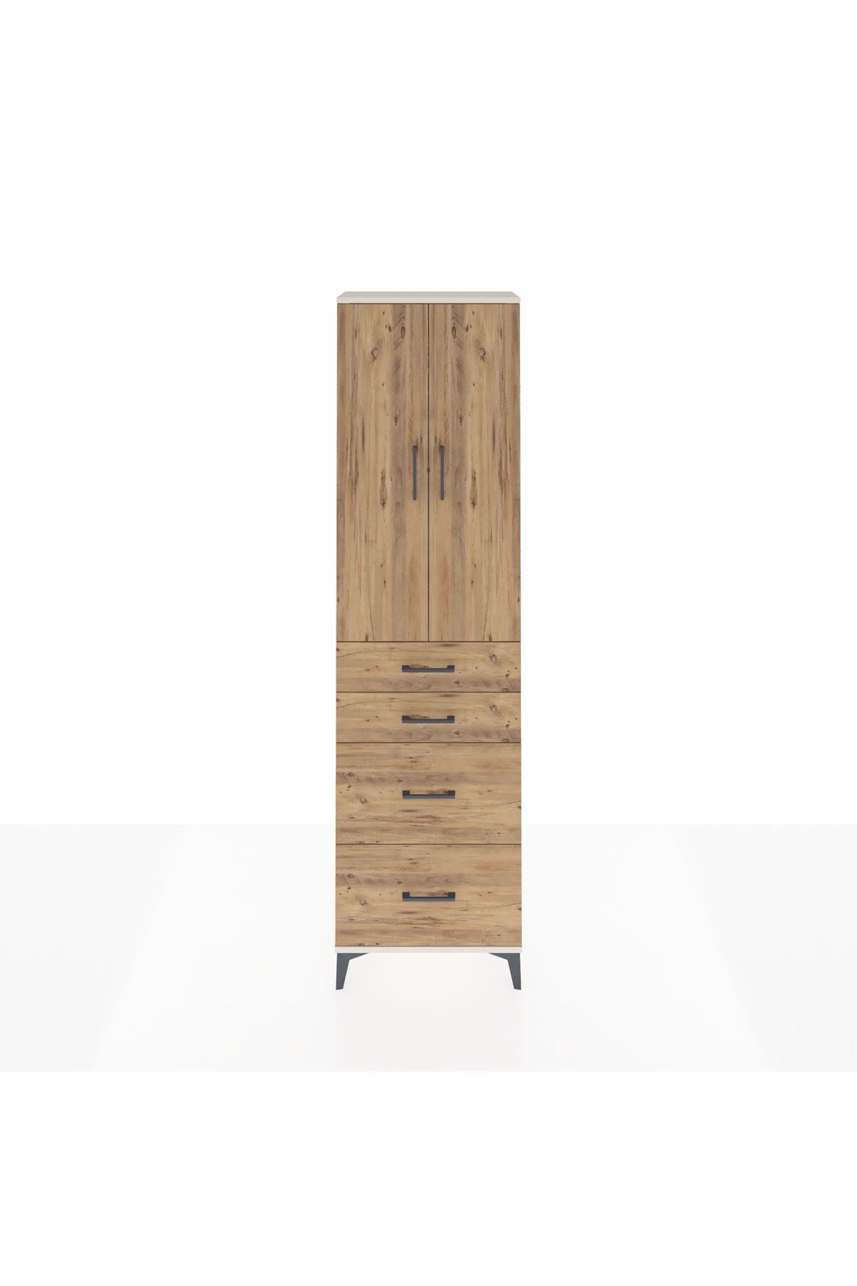 Arges Dolap 2 Raflı 4 Çekmeceli Tek Askılı 60x30x221 Aytaşı-Çam