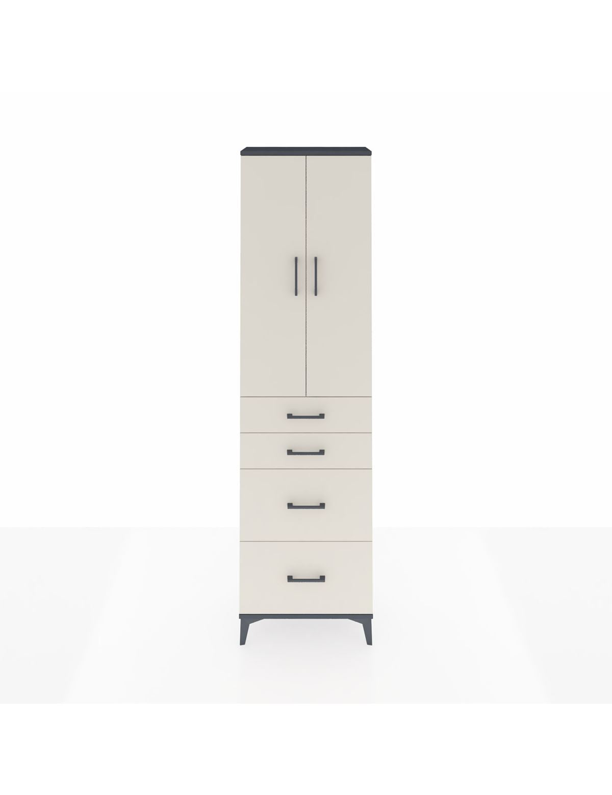 Arges Dolap 2 Raflı 4 Çekmeceli Tek Askılı 60x30x221 Antrasit-Aytaşı