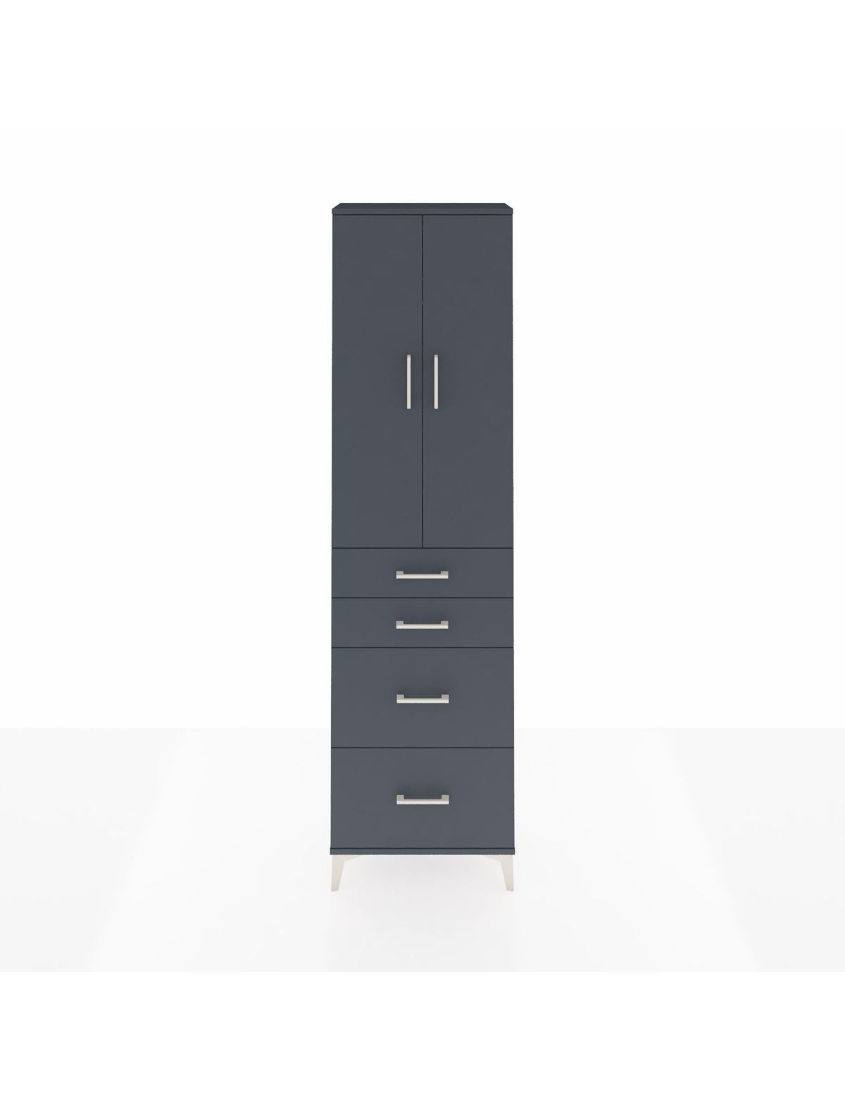 Arges Dolap 2 Raflı 4 Çekmeceli Tek Askılı 60x30x221 Antrasit-Antrasit