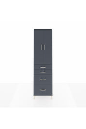 Arges Dolap 2 Raflı 4 Çekmeceli Tek Askılı 60x30x221 Antrasit-Antrasit