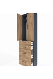 Arges Dolap 2 Raflı 4 Çekmeceli Tek Askılı 60x30x221 Antrasit-Çam