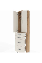 Arges Dolap 2 Raflı 4 Çekmeceli Tek Askılı 60x30x221 Çam-Aytaşı