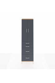 Arges Dolap 2 Raflı 4 Çekmeceli Tek Askılı 60x30x221 Çam-Antrasit