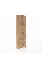 Arges Dolap 2 Raflı 4 Çekmeceli Tek Askılı 60x30x221 Çam-Çam