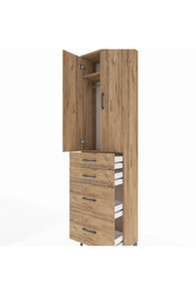 Arges Dolap 2 Raflı 4 Çekmeceli Tek Askılı 60x30x221 Çam-Çam