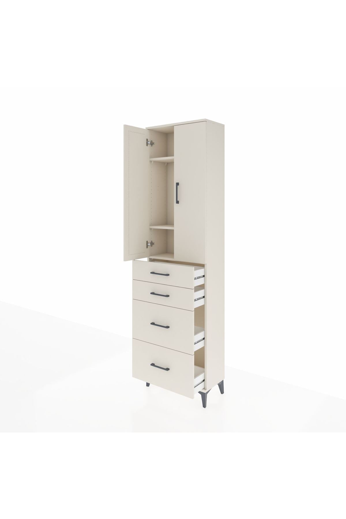 Arges Dolap 3 Raflı 4 Çekmeceli 2 Kapaklı 60x30x221 Aytaşı-Aytaşı