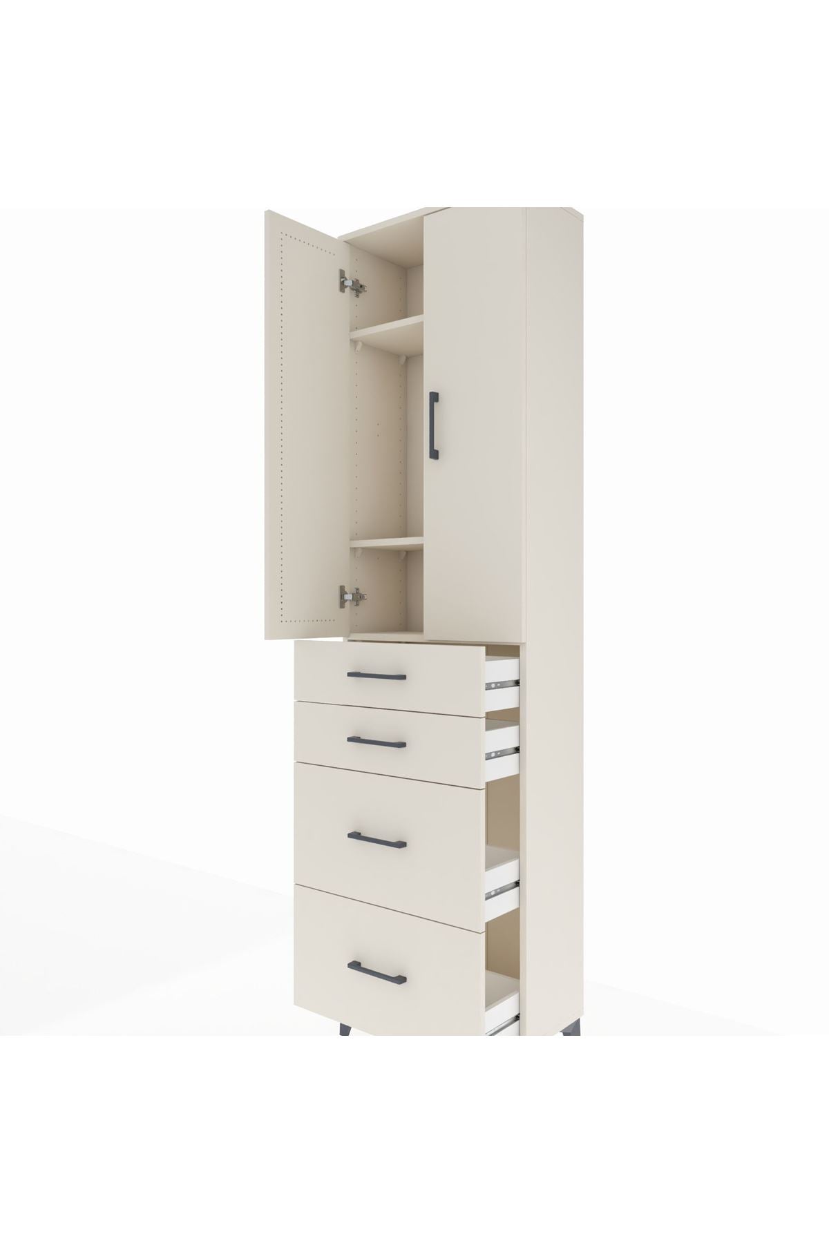 Arges Dolap 3 Raflı 4 Çekmeceli 2 Kapaklı 60x30x221 Aytaşı-Aytaşı