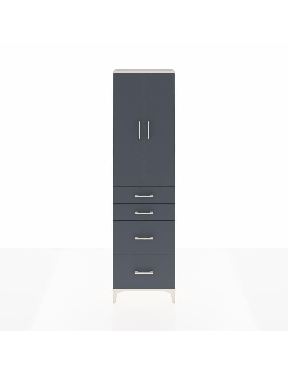 Arges Dolap 3 Raflı 4 Çekmeceli 2 Kapaklı 60x30x221 Aytaşı-Antrasit