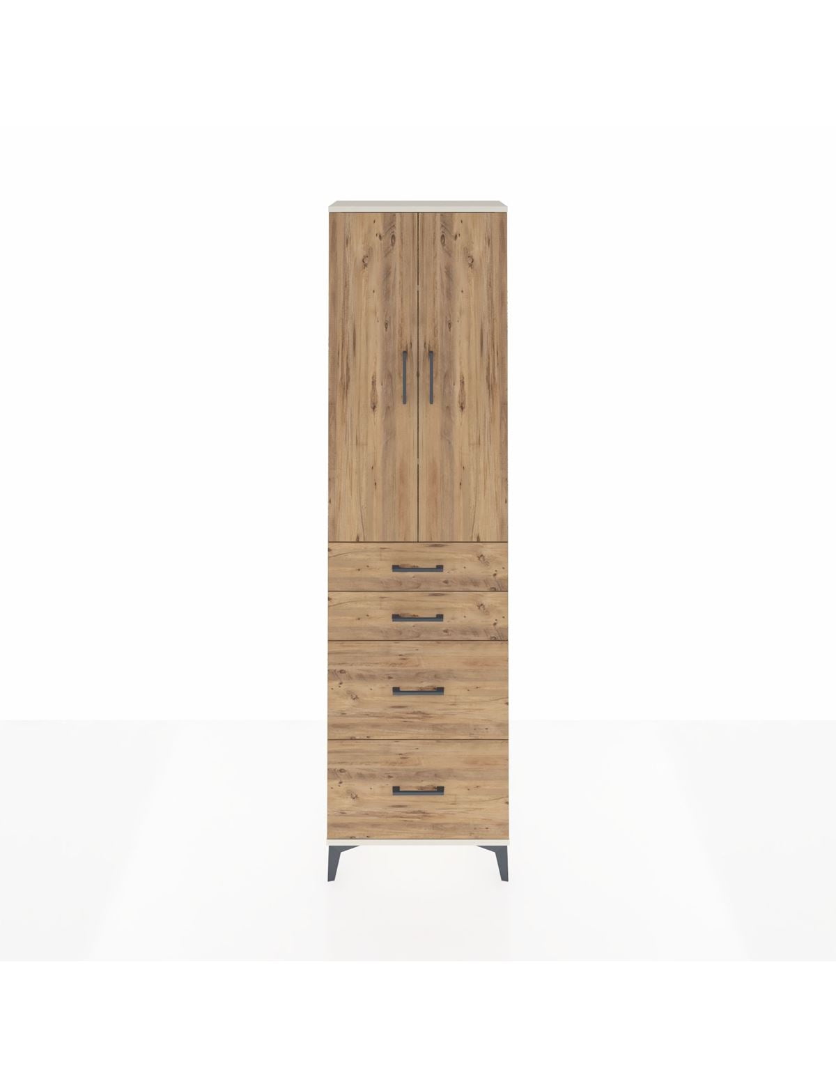 Arges Dolap 3 Raflı 4 Çekmeceli 2 Kapaklı 60x30x221 Aytaşı-Çam