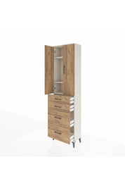 Arges Dolap 3 Raflı 4 Çekmeceli 2 Kapaklı 60x30x221 Aytaşı-Çam