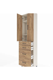 Arges Dolap 3 Raflı 4 Çekmeceli 2 Kapaklı 60x30x221 Aytaşı-Çam