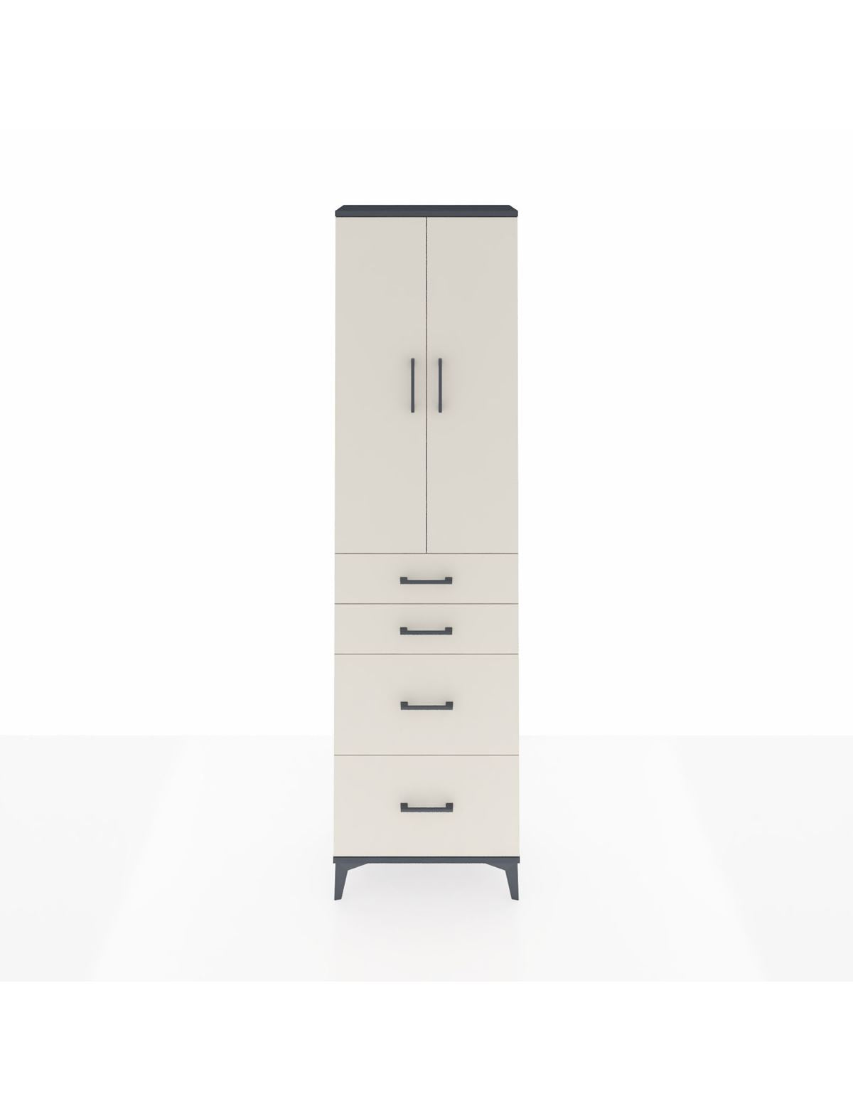 Arges Dolap 3 Raflı 4 Çekmeceli 2 Kapaklı 60x30x221 Antrasit-Aytaşı